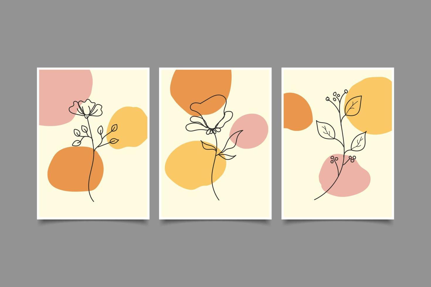 bloemen lijn kunst botanische minimalistische ilustration muur set vector