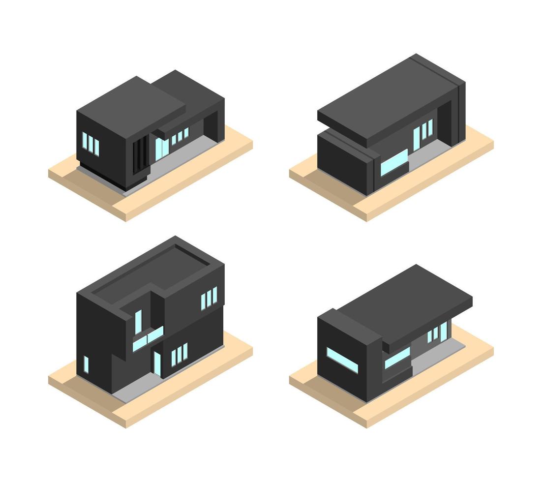isometrische minimalistische huis vector pictogram illustratie set