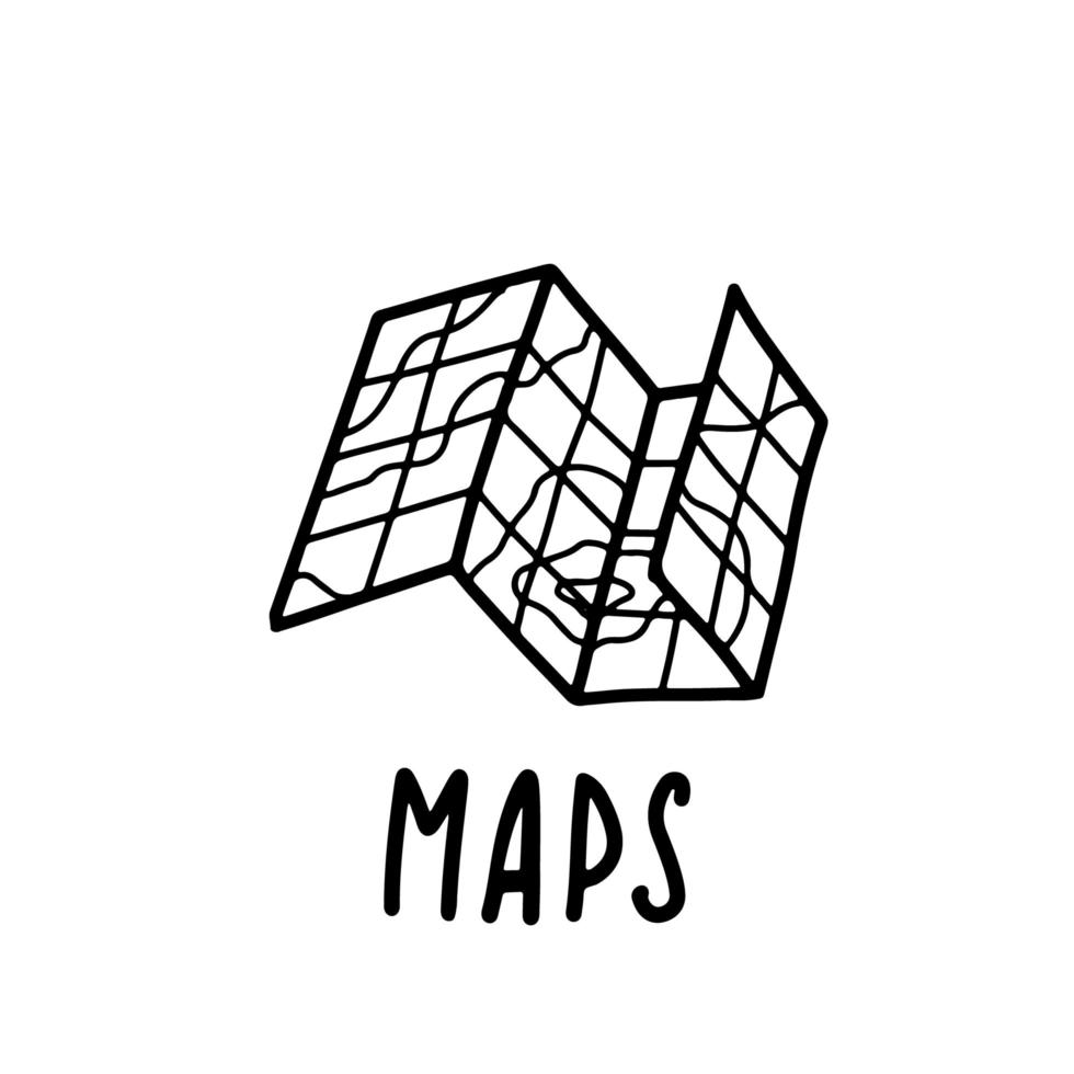 stad kaart doodle pictogram geïsoleerd op wit. vectorillustratie. vector