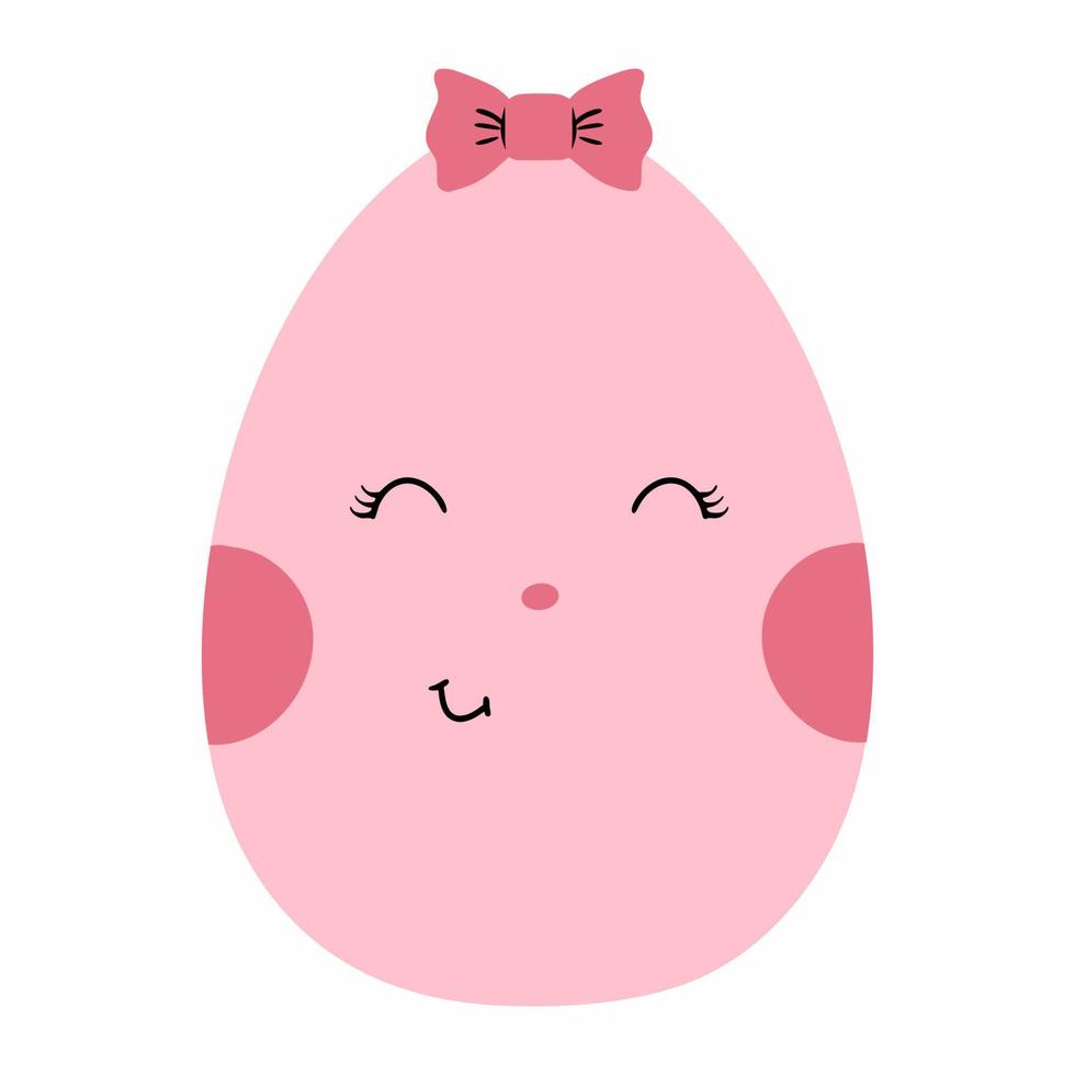 schattig roze paasei met een glimlach. vectorillustratie. sticker voor sociaal netwerk. vector