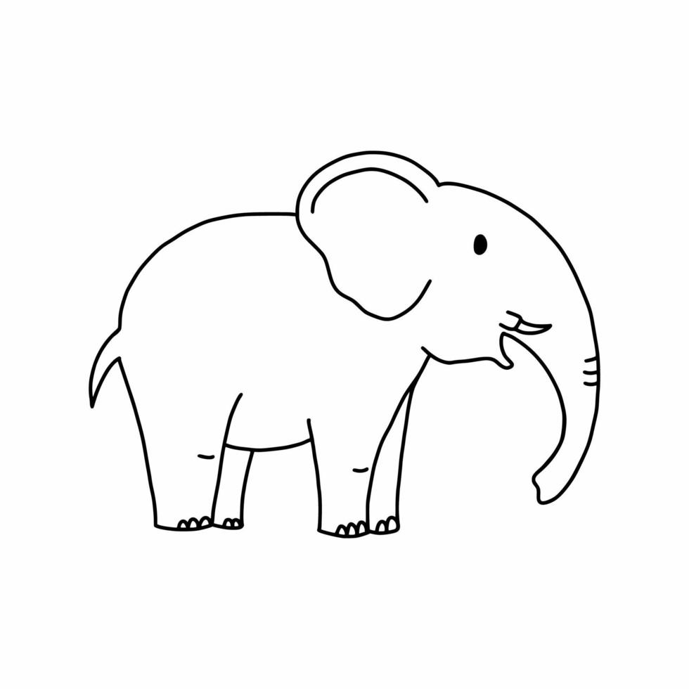 olifant in doodle stijl. kleurboek voor kinderen. contour vectorillustratie. savanne dieren. vector