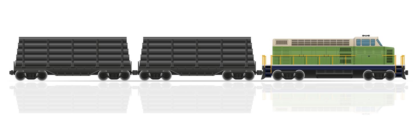 spoorwegtrein met locomotief en wagens vectorillustratie vector