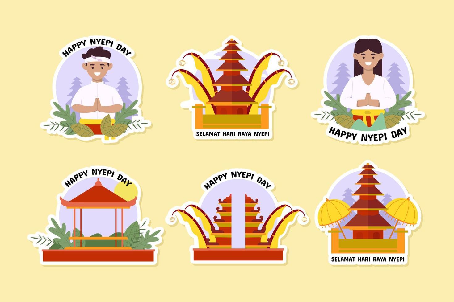 de dag van stilte nyepi sticker collectie vector