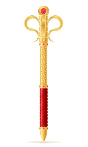 symbool van de koning het koninklijke gouden scepter van de vectorillustratie van de staatsmacht vector