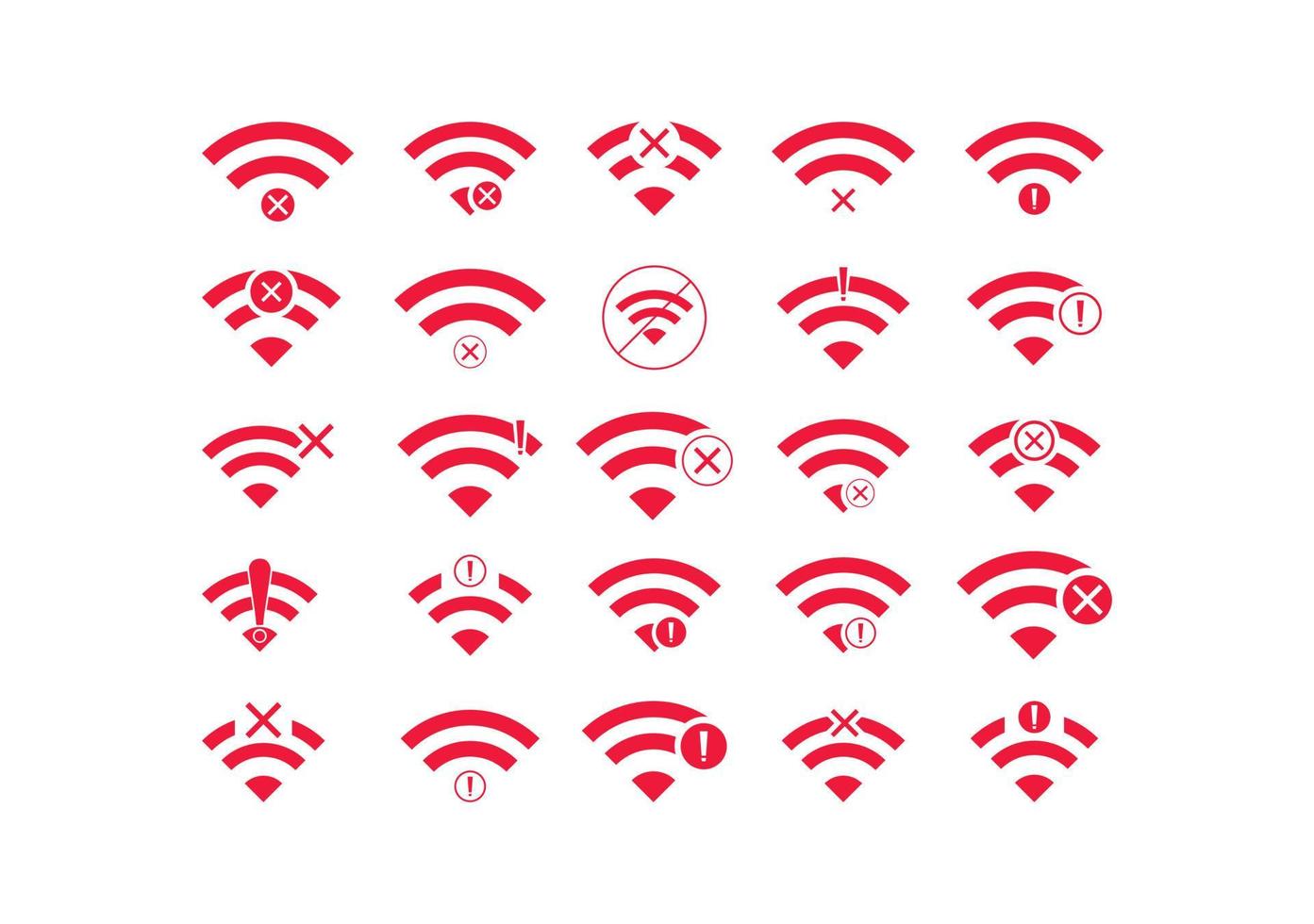 set van geen wifi draadloos pictogram vector rode kleur