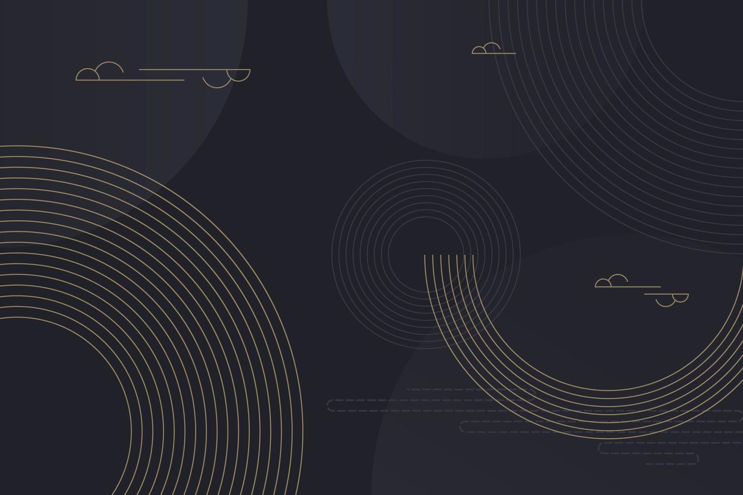 geometrische decoratieve achtergrond in Aziatische stijl. moderne dynamische abstracte geovormen zoals gouden lijnen, halve cirkel in willekeurige volgorde vector