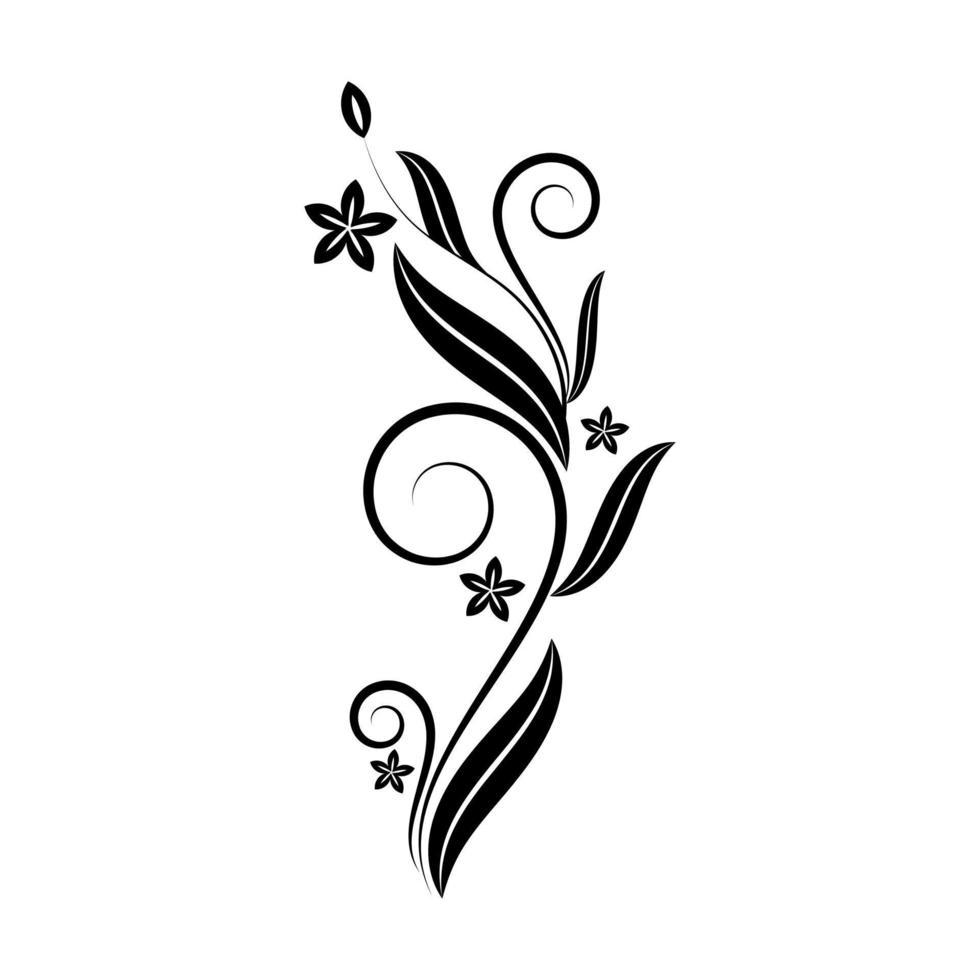 mooi met de hand getekend zwart-wit bloemenelement vector