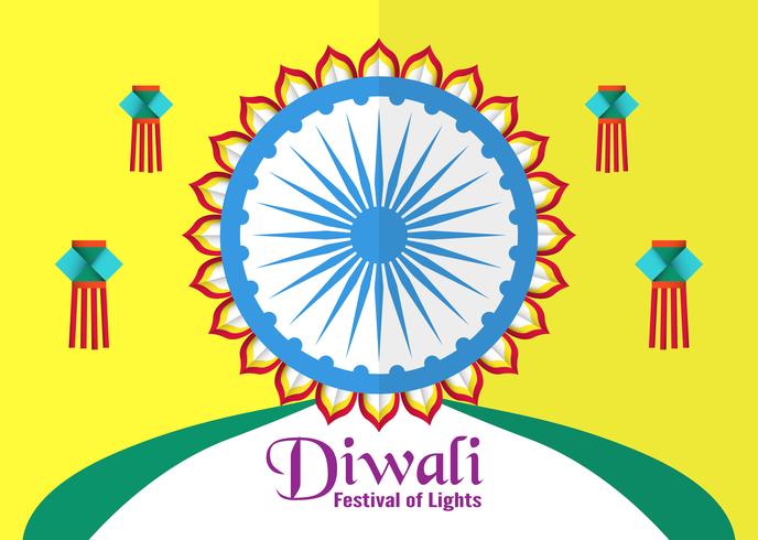 Uitnodiging achtergrond voor Diwali, festival van lichten van hindoe. Vector illustratieontwerp in gesneden document en ambachtstijl.