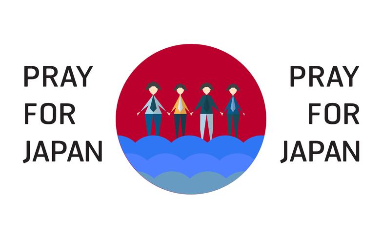 Vectorillustratie in concept vloed op het land van Japan. Bid voor Japans in de stad Takatsuki. vector