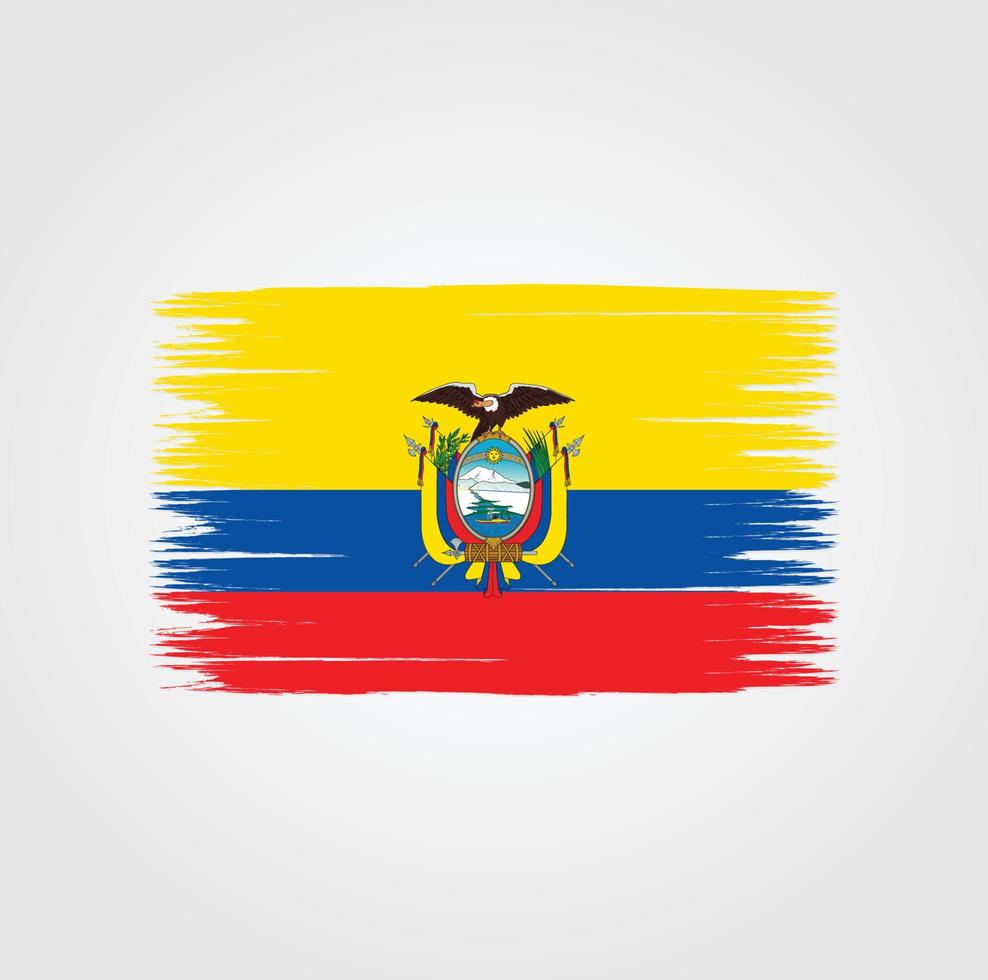 vlag van ecuador met penseelstijl vector