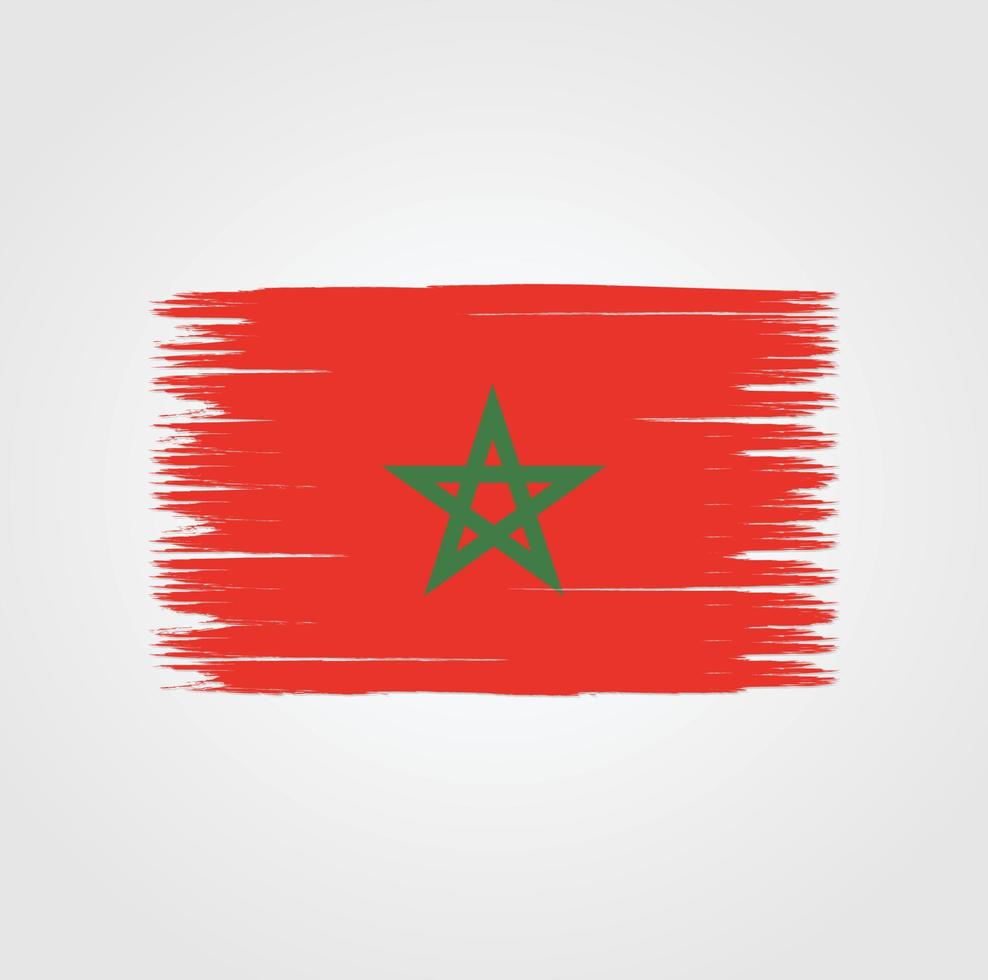 vlag van marokko met penseelstijl vector