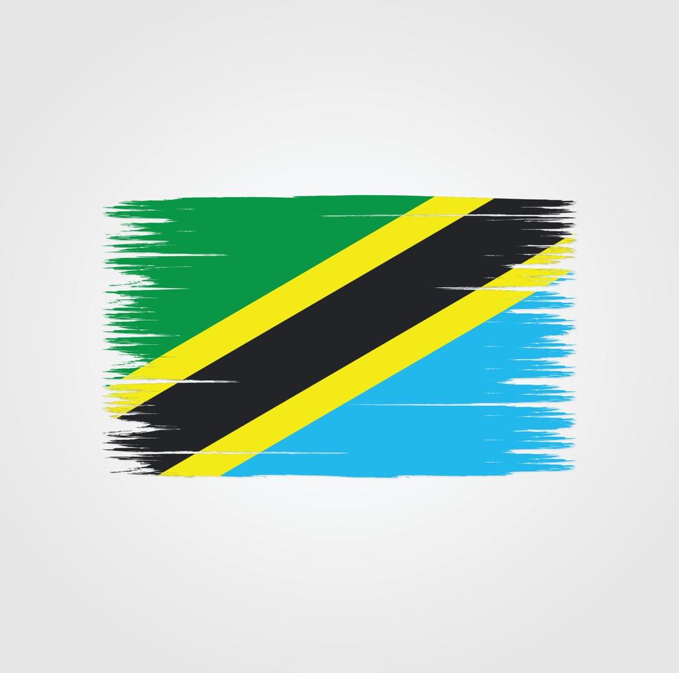 vlag van Tanzania met penseelstijl vector