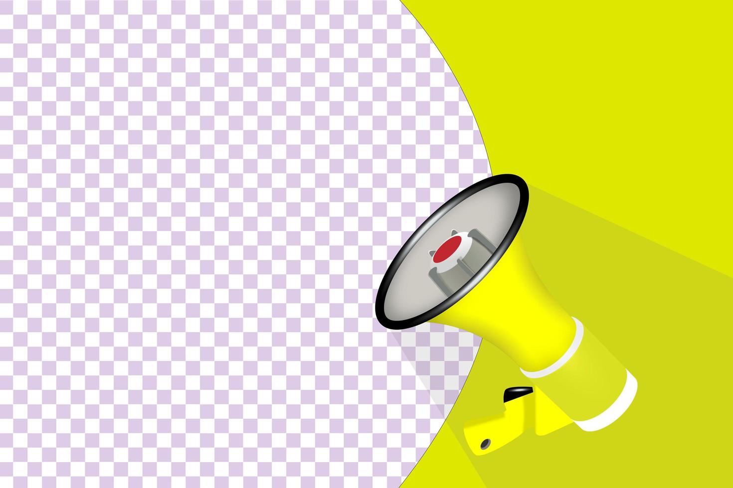 vector realistische 3d eenvoudige gele megafoon met een tekstballon op een geel-transparante achtergrond. ontwerpsjabloon, banner, web. teken van de spreker. aankondiging, het concept van aandacht