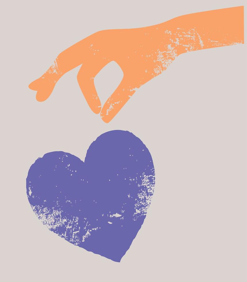 boho-stijl hand met boho. vintage ansichtkaart. dag van liefde. vector