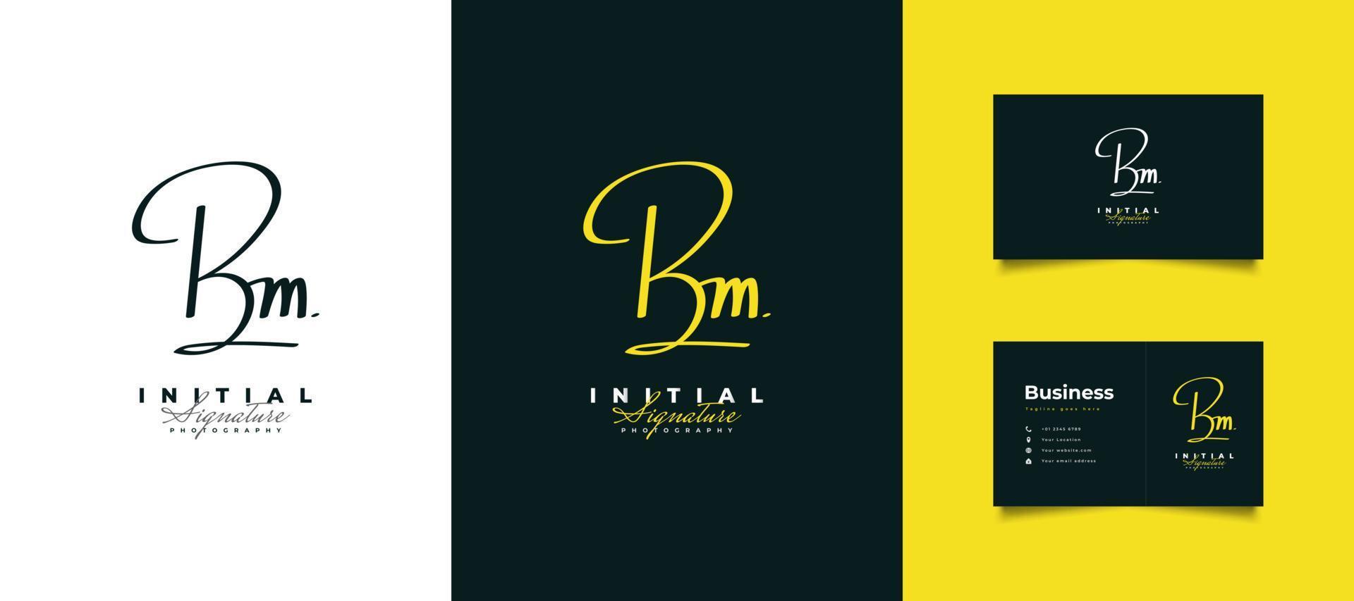 eerste bm-logo-ontwerp in elegante handschriftstijl. bm handtekening logo of symbool voor bruiloft, mode, sieraden, boutique, botanische, bloemen en zakelijke identiteit vector