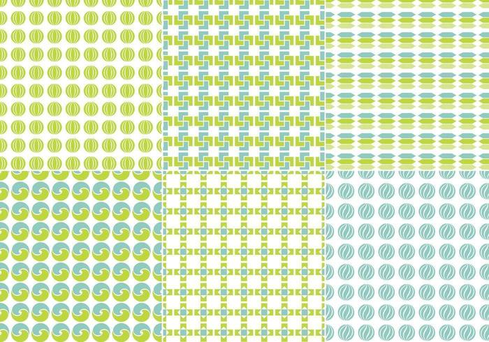 Blauw en Groen Naadloos Vector Patroon Pack