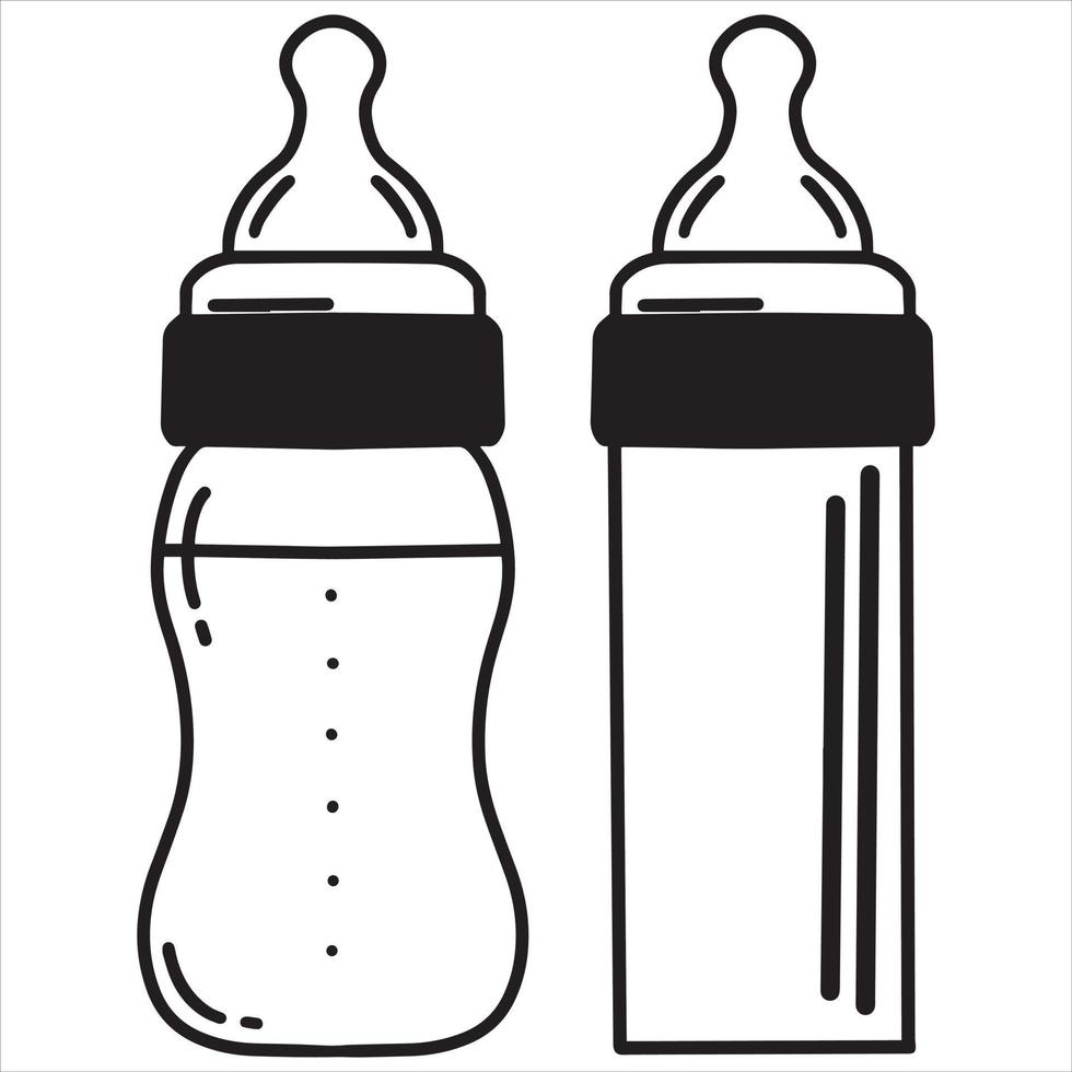 babyfles silhouet, melkfles overzicht vectorillustratie vector