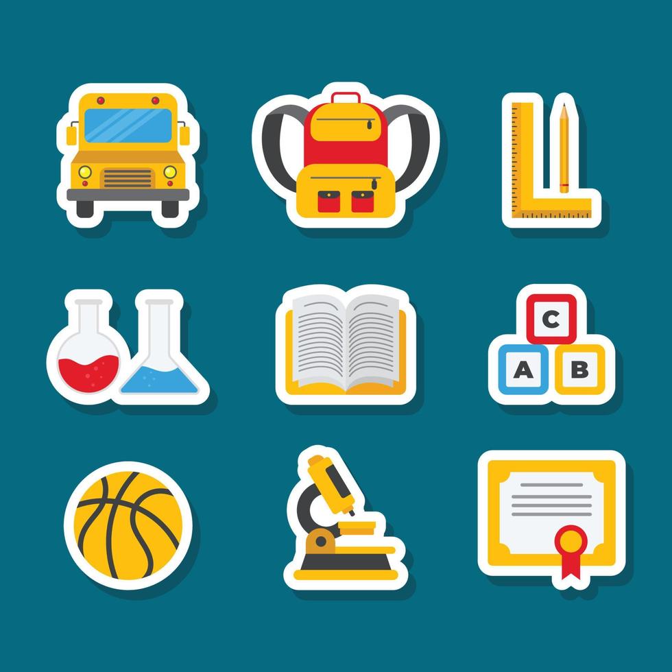 set stickers voor schoolelementen vector