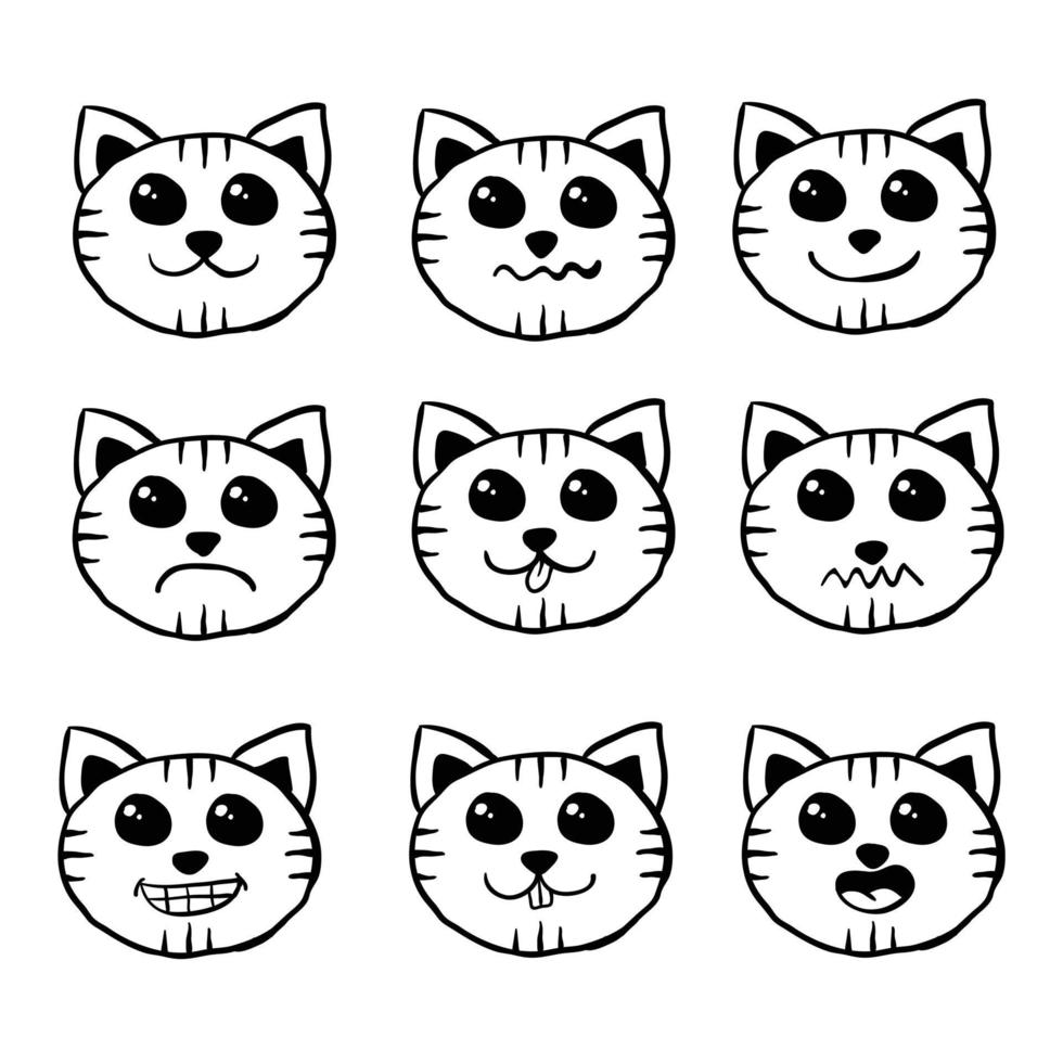 zwart-wit handgetekende kat doodle set collectie premium vector