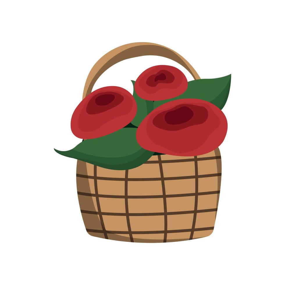 bloemen in een mand. vector geïsoleerde illustratie