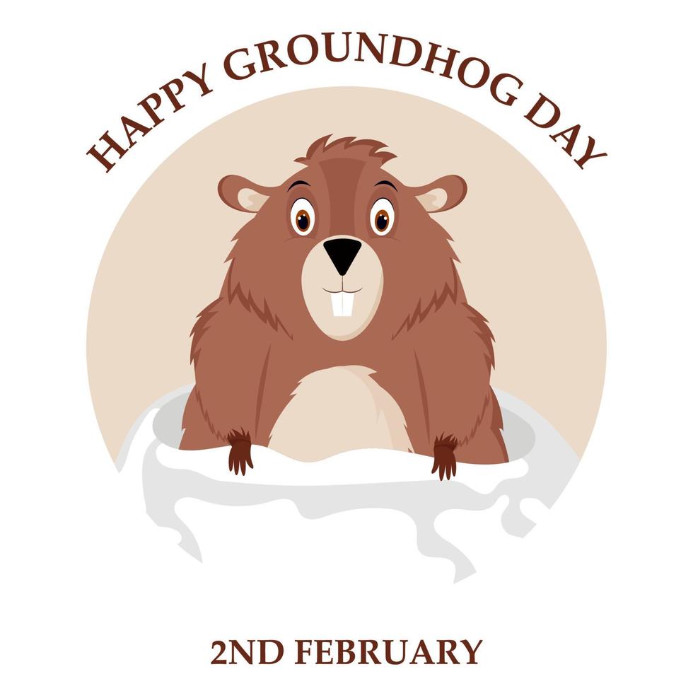 fijne groundhog-dag. ontwerp van een grappig en schattig groundhog-personage voor het ontwerpen van banners, websites, stoffenprints, stickers, pictogrammen. vector cartoon stijl.