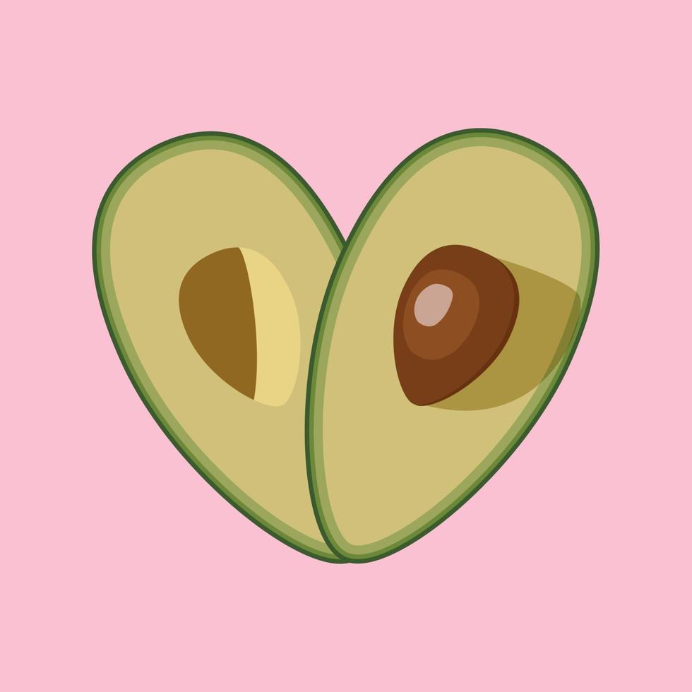 groene avocadohelften in de vorm van een hart vector