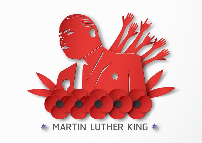 Thailand, Udonthani - 16 januari 2019: Happy Martin Luther King Jr. Day met papier gesneden en ambachtelijke stijl. Vectorillustratie voor achtergrond, banner, poster, reclame, uitnodigingskaart en sjabloon. vector