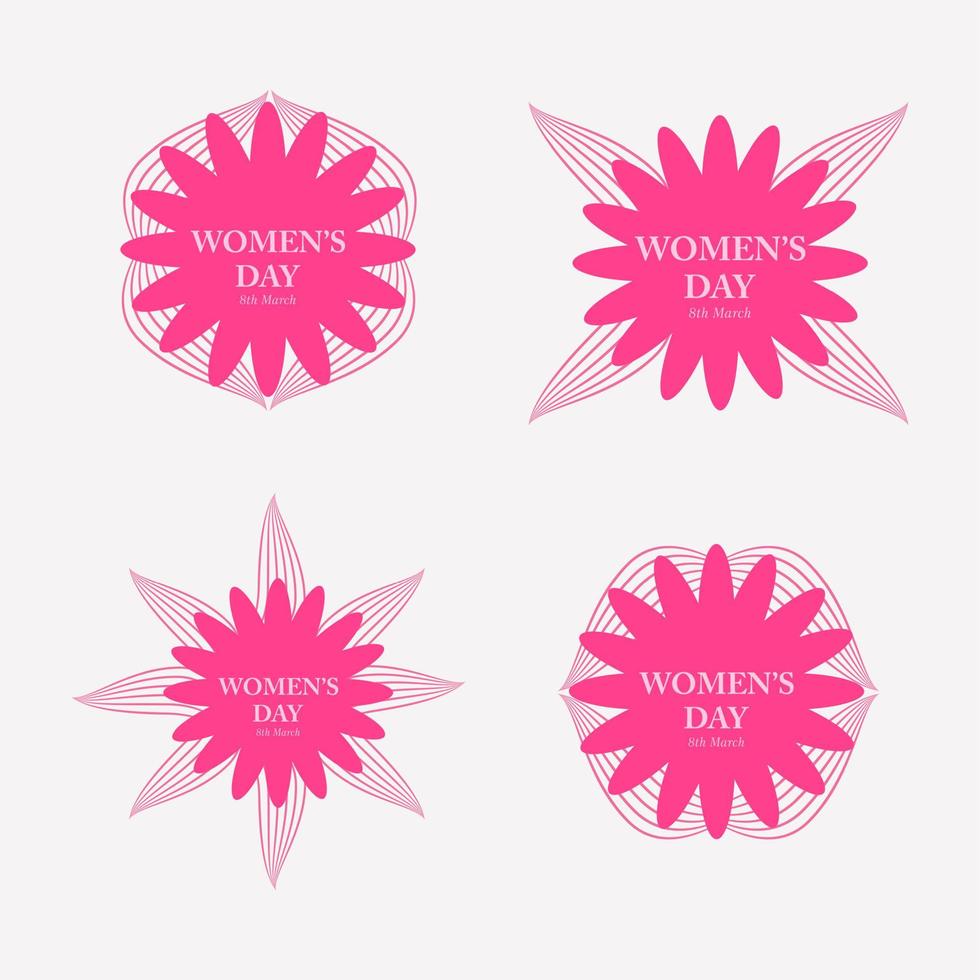 collectie platte roze damesdagbadges vector