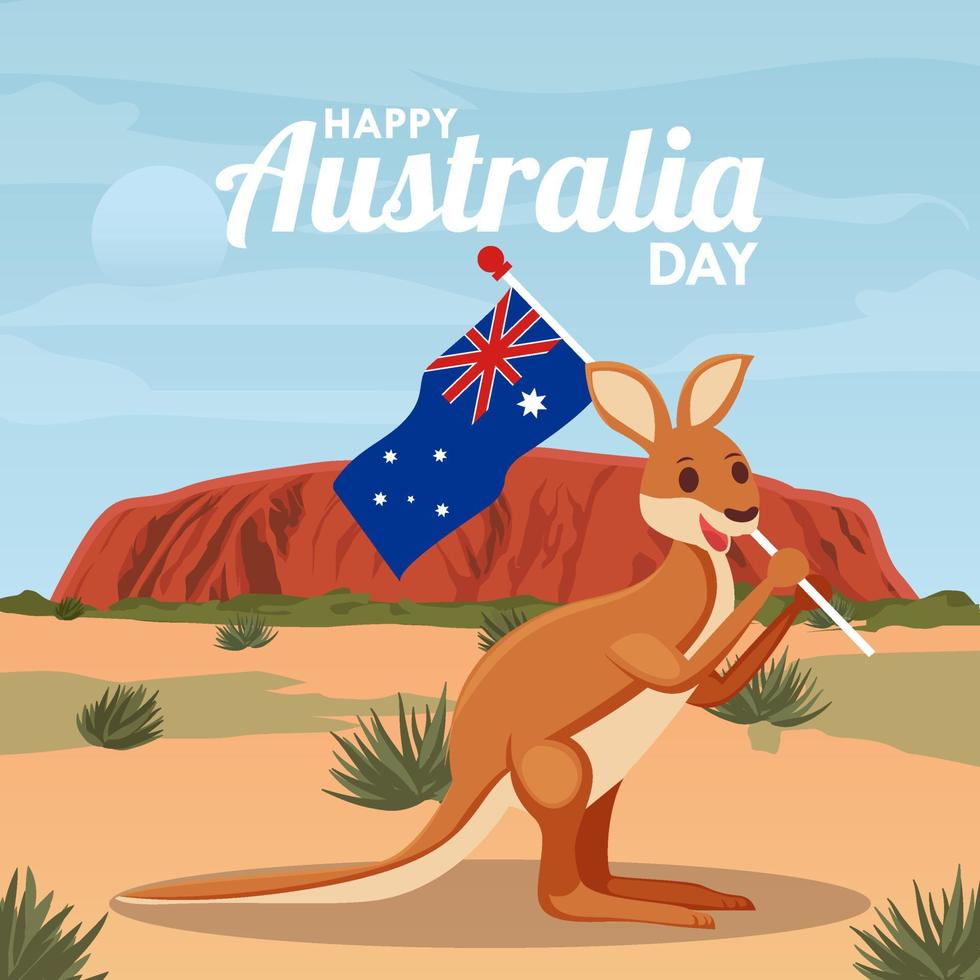 platte Australische dag met kangoeroe vector
