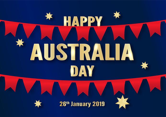 Happy Australia Day op 26 januari. Sjabloonontwerp voor poster, uitnodigingskaart, banner, reclame, flyer. Vector illustratie in gesneden papier en ambachtelijke stijl.