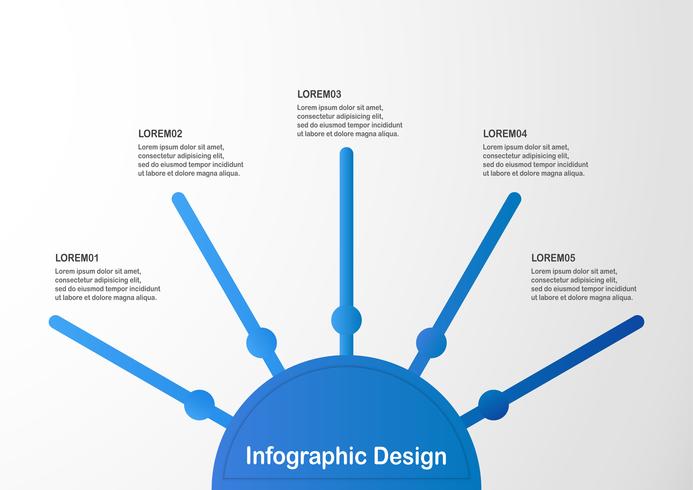 Modern blauw infographic element op grijze achtergrond met exemplaarruimte voor bedrijfspresentatie, malplaatje, Webbanner en grafische motie. vector