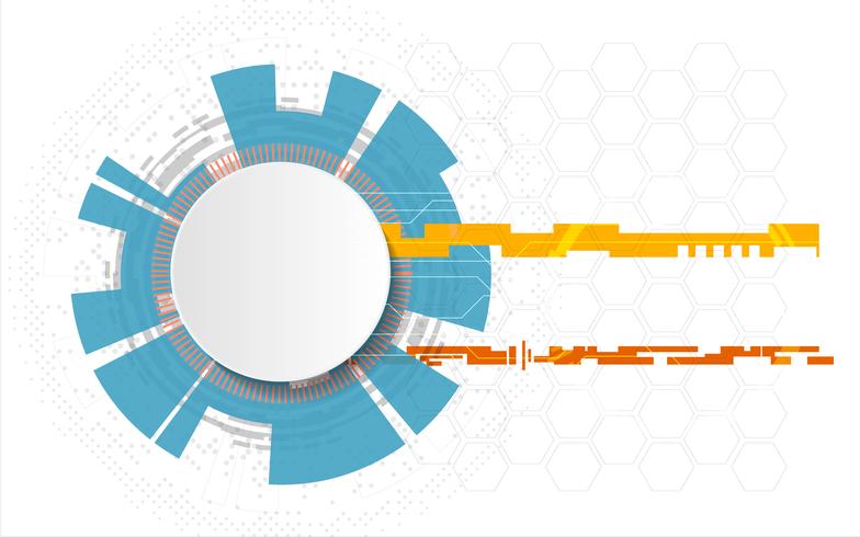 Witte technologiecirkel en computerwetenschaps abstracte achtergrond met kringslijn. Bedrijf en verbinding. Futuristisch en industrie 4.0-concept. Internet cyber en Digitaal transformatienetwerk vector