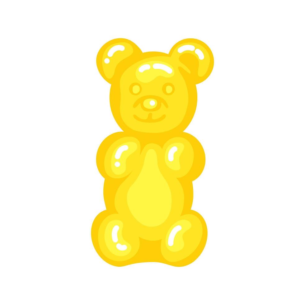 gele gummy beer gelei zoete snoep met geweldige smaak vlakke stijl ontwerp vectorillustratie. vector
