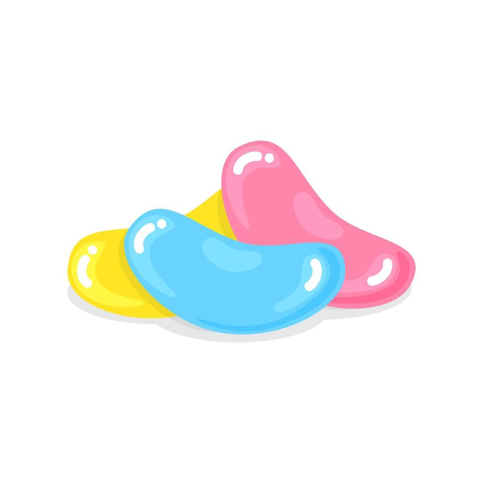 3 gelei bonen gummy zoete snoepjes set met verbazingwekkende smaak vlakke stijl ontwerp vectorillustratie. vector