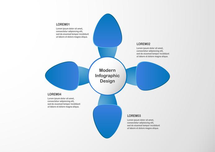 Modern blauw infographic element op grijze achtergrond met exemplaarruimte voor bedrijfspresentatie, malplaatje, Webbanner en grafische motie. vector