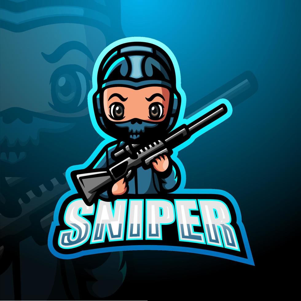 sniper mascot esport logo ontwerp vector