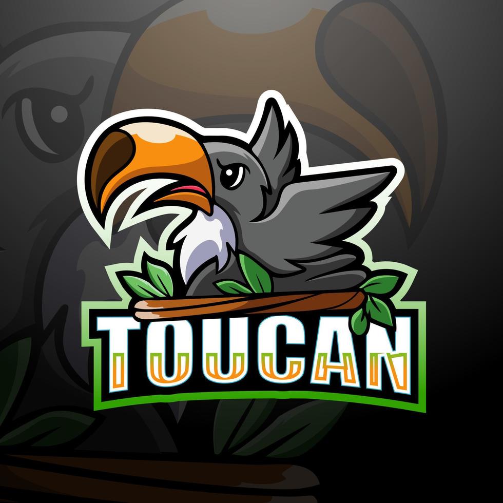 toekan mascotte esport logo ontwerp vector