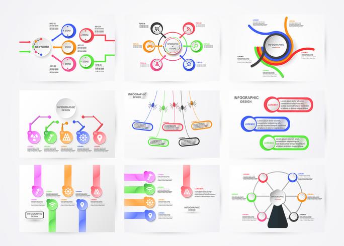 Set van infographics element met technologie concept. Kleurrijke grafiek voor bedrijfspresentatie met exemplaarruimte. vector