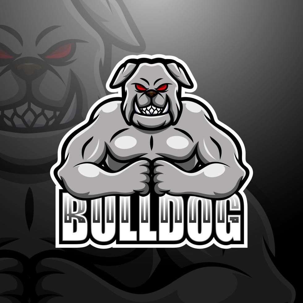 sterk bulldog-mascotte esport-logo-ontwerp vector