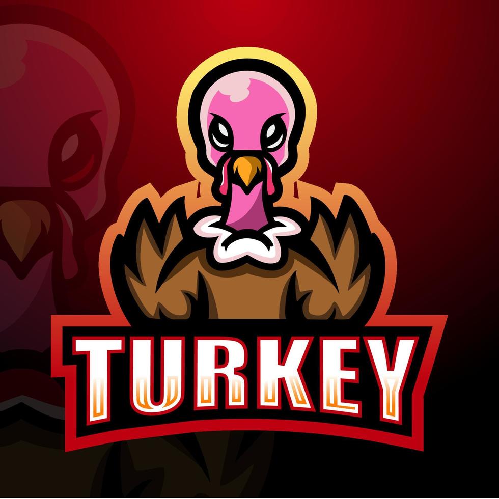 turkije mascotte esport logo ontwerp vector