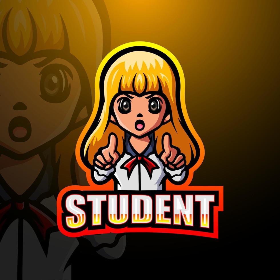 meisje student mascotte logo ontwerp vector