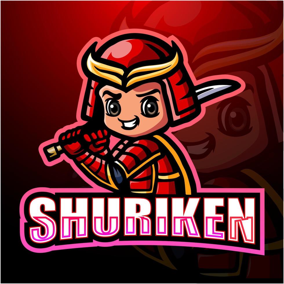 shuriken ninja mascotte esport logo ontwerp vector