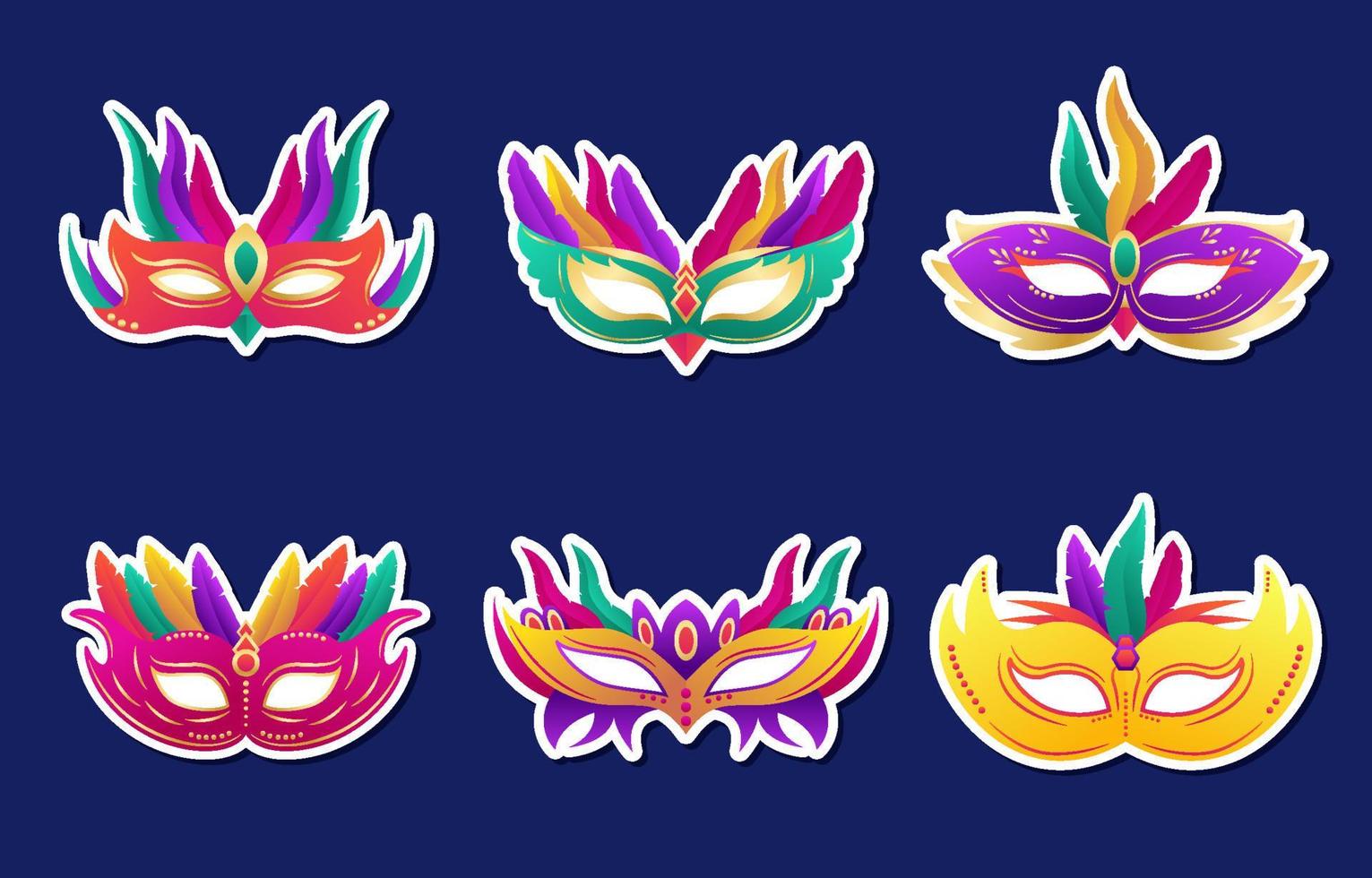 mardi gras feest masker sticker vector