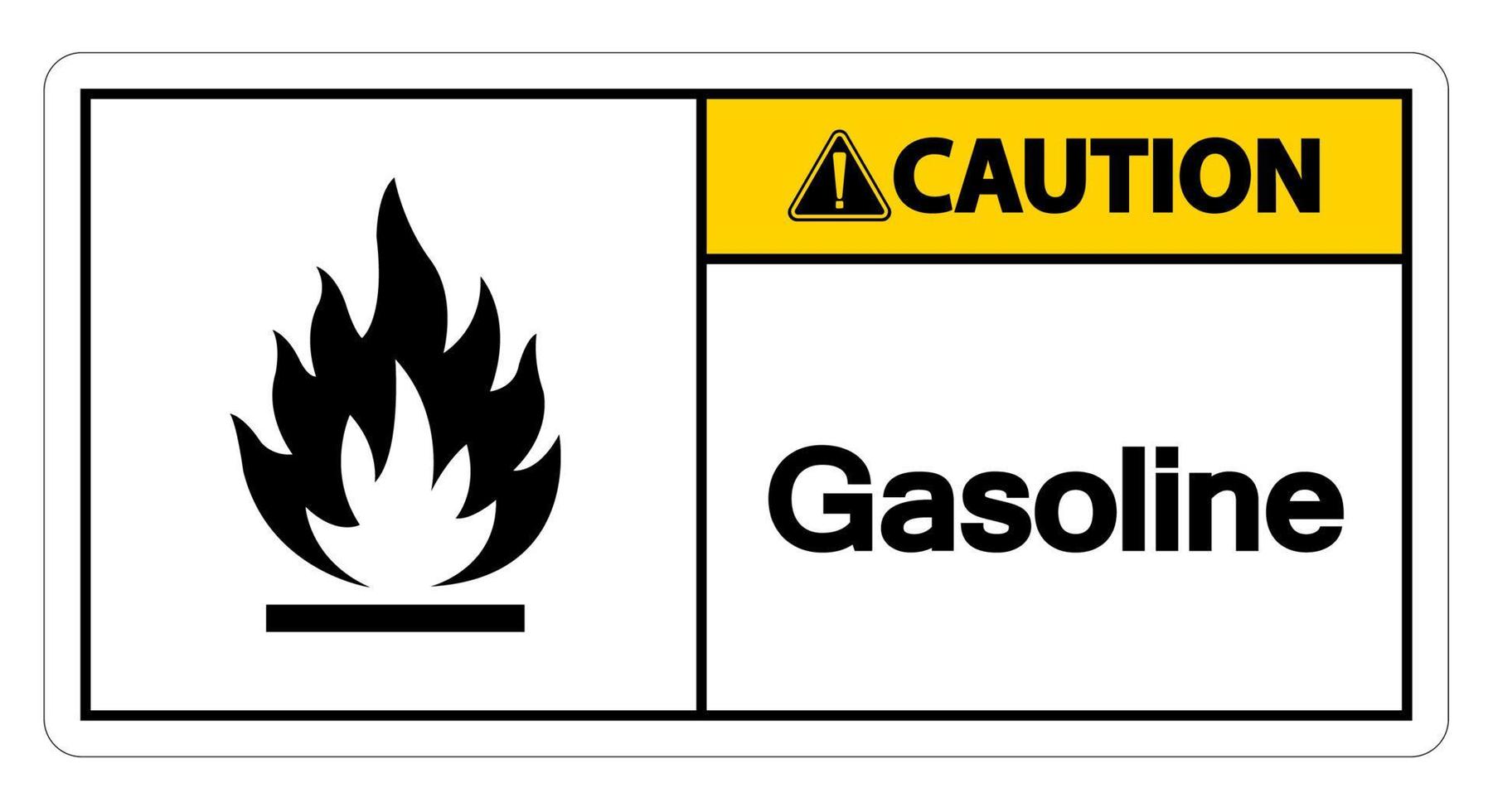 voorzichtigheid benzine symbool teken op witte achtergrond vector