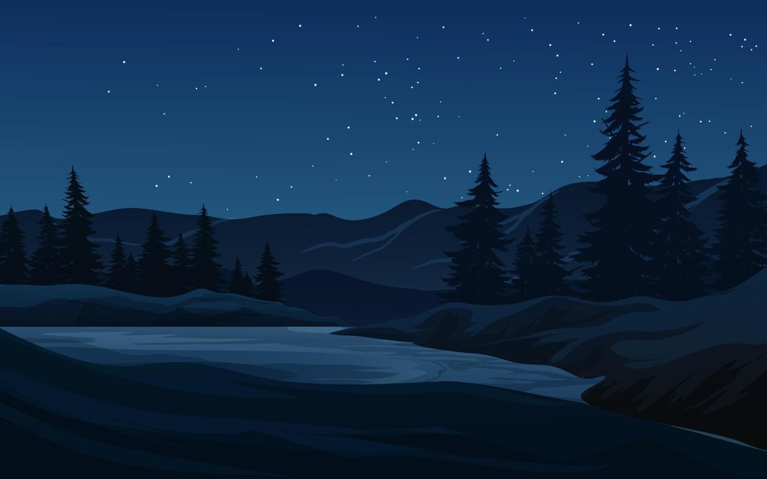 naaldhout nacht bos landschap vectorillustratie vector