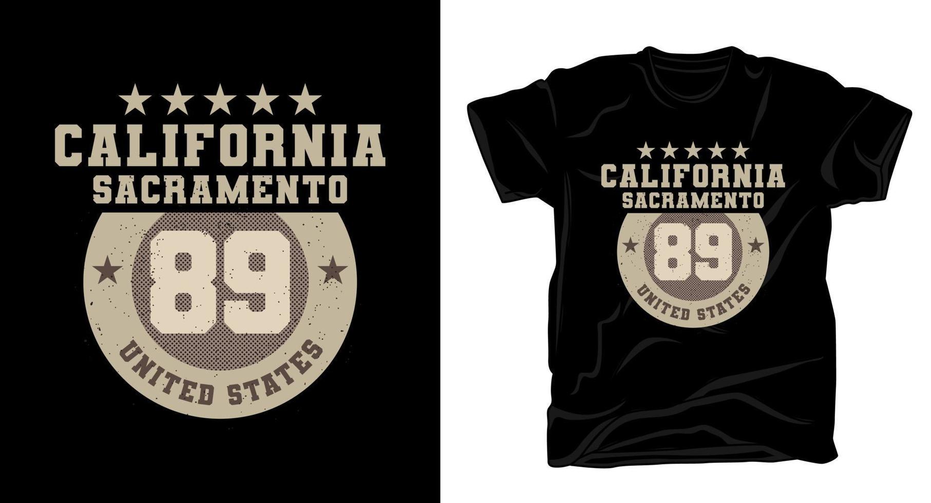 california sacramento negenentachtig typografie t-shirtontwerp vector