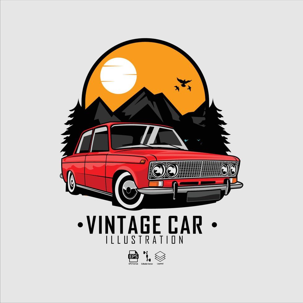 rode vintage auto illustration.eps vector