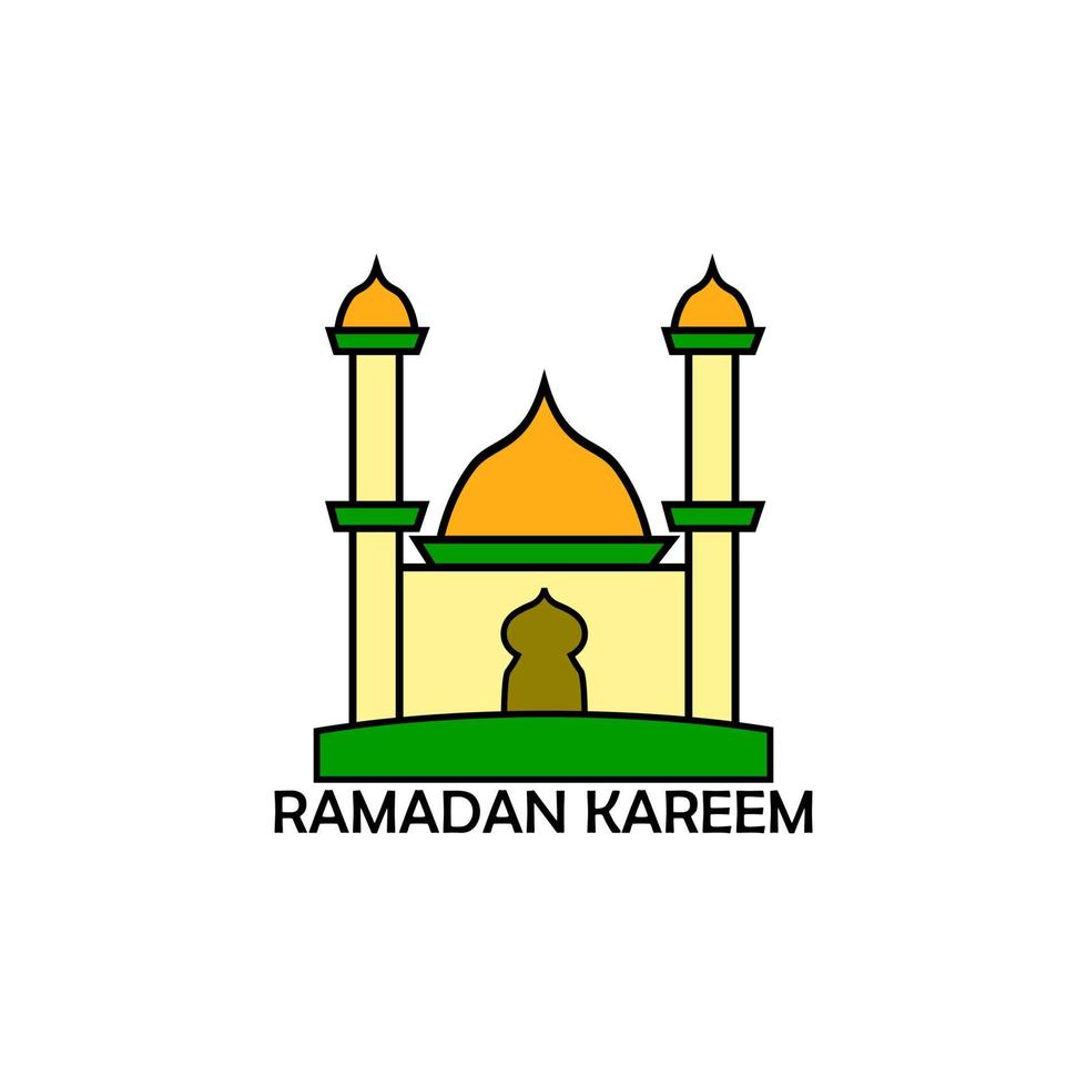 kleurrijke moskee overzicht pictogram ontwerp. ontwerpen voor ramadan. vector