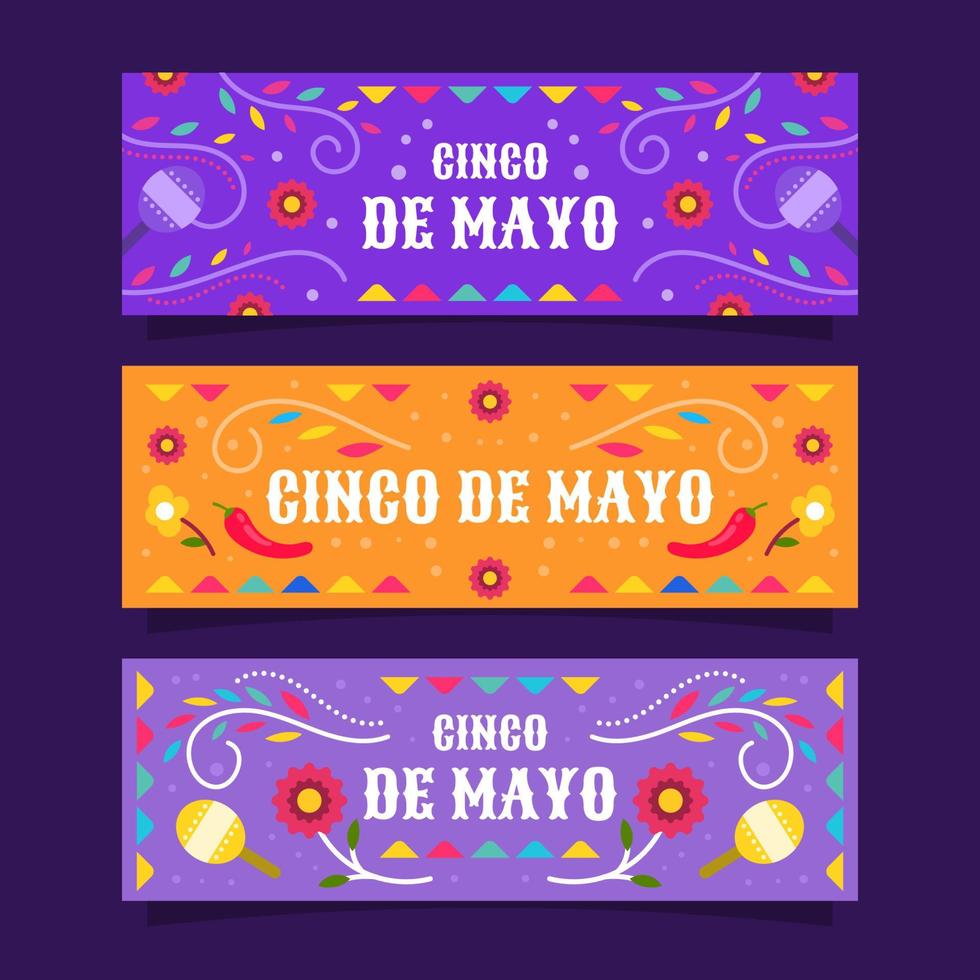 platte cinco de mayo bannercollectie vector