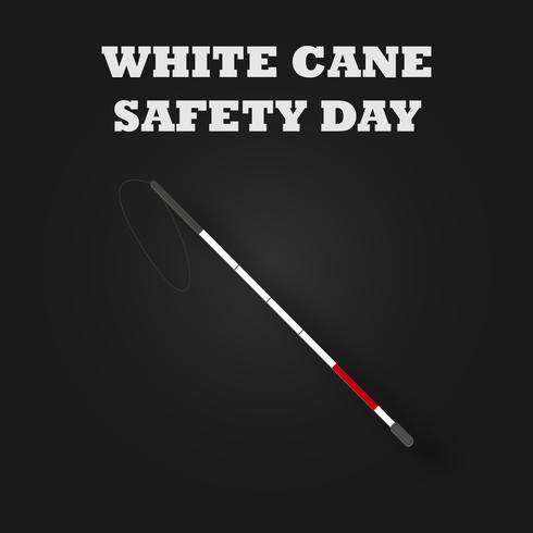 Witte rieten veiligheidsdag met stok en rood gestreept voor gehandicapten. Blind en handicap concept. Vector illustratie achtergrond